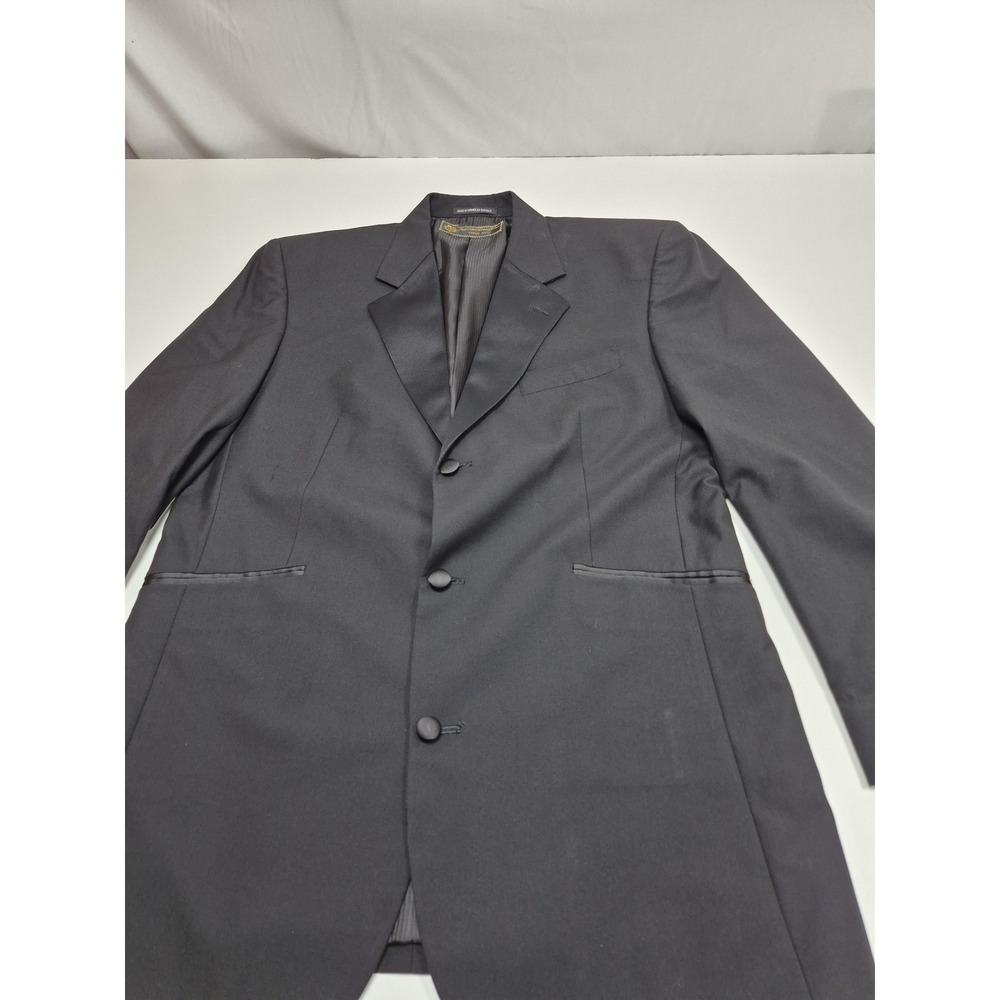 Loro Piana Lubiam Suit Jacket Mens 42 Long Black Wool Super 110s Tuxedo Formal